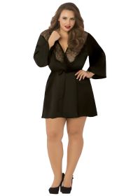 Satin & Eyelash Robe (Option: Queen Size  Black)