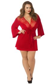 Satin & Eyelash Robe (Option: Queen Size  Red)