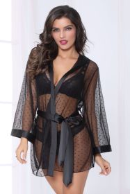Dotted Mesh Robe (Option: One Size  Black)