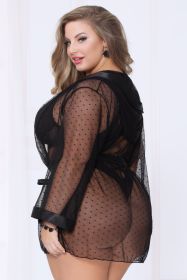 Dotted Mesh Robe (Option: Queen Size  Black)