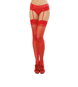 Sheer Thigh High (Option: One Size  Red)