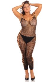 Animal Crotchless Bodystocking (Option: Black  3x4x)