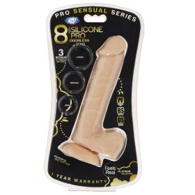 Pro Sensual Premium Silicone 8 Inch Dong With 3 Cockrings (Option: Flesh)