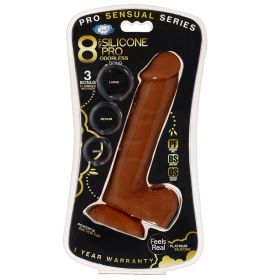 Pro Sensual Premium Silicone 8 Inch Dong With 3 Cockrings (Option: Brown)