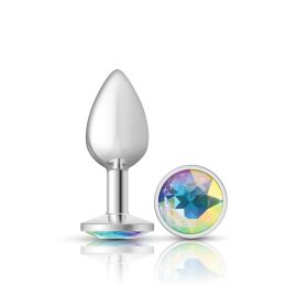 Clear Iridescent Round Gem Silver Metal Plug (Option: Sm)