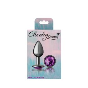 Purple Round Gem Gunmetal Metal Plug (Option: Sm)