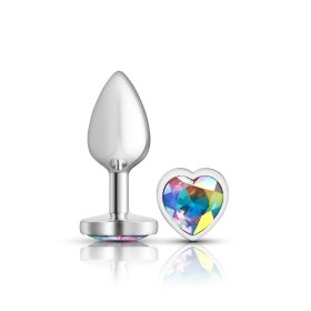 Clear Iridescent Heart Gem Silver Metal Plug (Option: Sm)