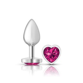 Bright Pink Heart Gem Silver Metal Plug (Option: Sm)