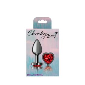 Deep Red Heart Gem Gunmetal Metal Plug (Option: Sm)