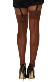 Seam Back Thigh High stockings (Option: One Size  Espresso)