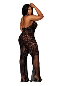 Flair Leg Bodystocking (Option: Queen Size  Black)