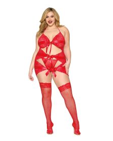 Garter Slip and G (Option: String Dmnd  One Size Queen  Red)