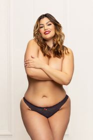 Lace Panty With Heart Cut Out Back (Option: 3x/4x  Black)