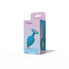 Gemma Clear Iridescent Gem Teal Silicone Plug (Option: L)