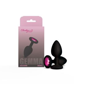 Gemma Pink Gem Black Silicone Plug (Option: Small)