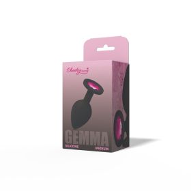 Gemma Pink Gem Black Silicone Plug (Option: Medium)
