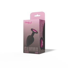 Gemma Pink Gem Black Silicone Plug (Option: Large)
