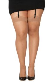 Fishnet Thigh High (Option: Queen Size  Nude)