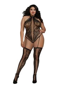Teddy Bodystocking (Option: Queen Size  Black)