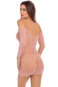 Demure Long Sleeve Mini Dress (Option: Rose  Small/  Medium)