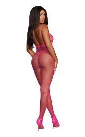 Diamond Net Bodystocking (Option: One Size  Neon Pink)