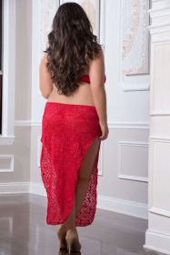 2 Pc. Shoulder (Option: Baring Laced Night Dress  Red  Cherry  Queen Size)