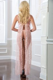 2pc Sheer Laced Night Gown (Option: One Size  Sweet Pink)