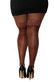 Lace Top Thigh High (Option: Queen Size  Espresso)