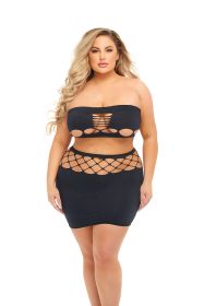 Net Worth 2pc Bandeau Set (Option: Queen  Black)