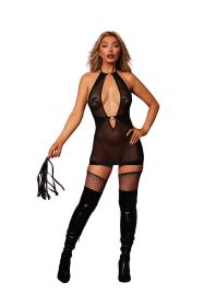 Fetish Garter Slip and Flogger Dmnd (Option: One Size  Black)