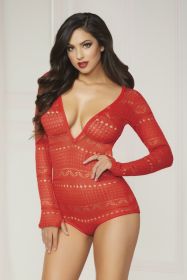 Knit Long Sleeve Romper (Option: Small   Red)